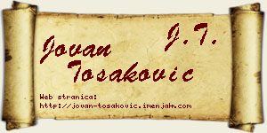 Jovan Tošaković vizit kartica